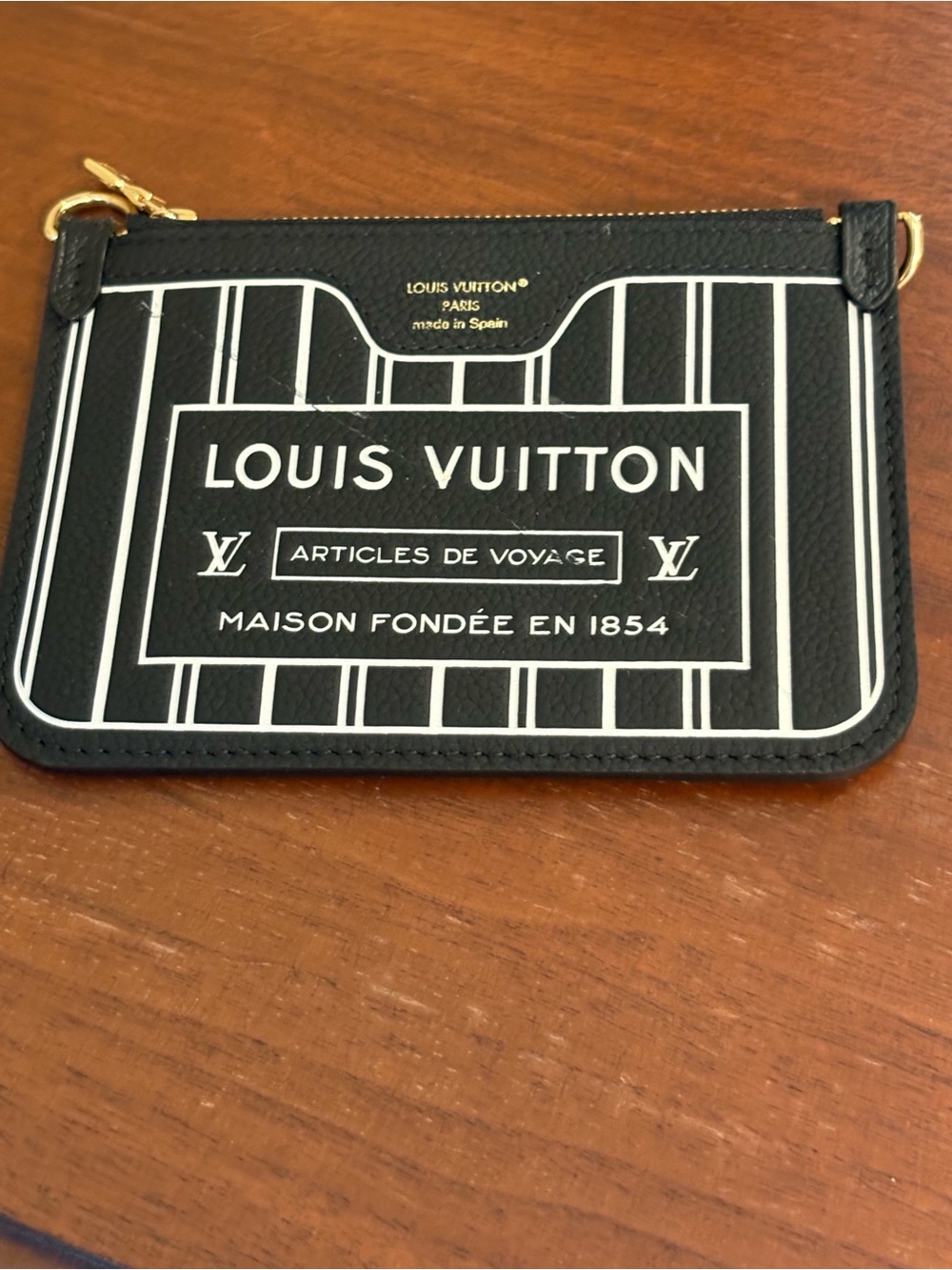 Louis Vuitton Black Pouch with Gold LV Zip Pull